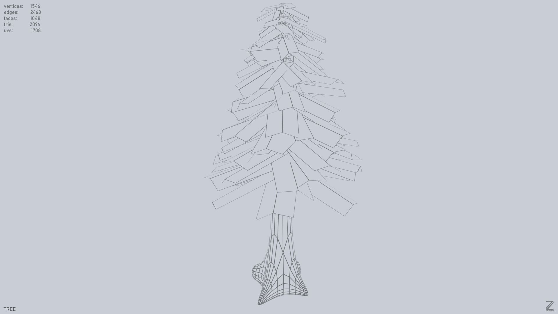 Forest tree Low-poly 3D model_11