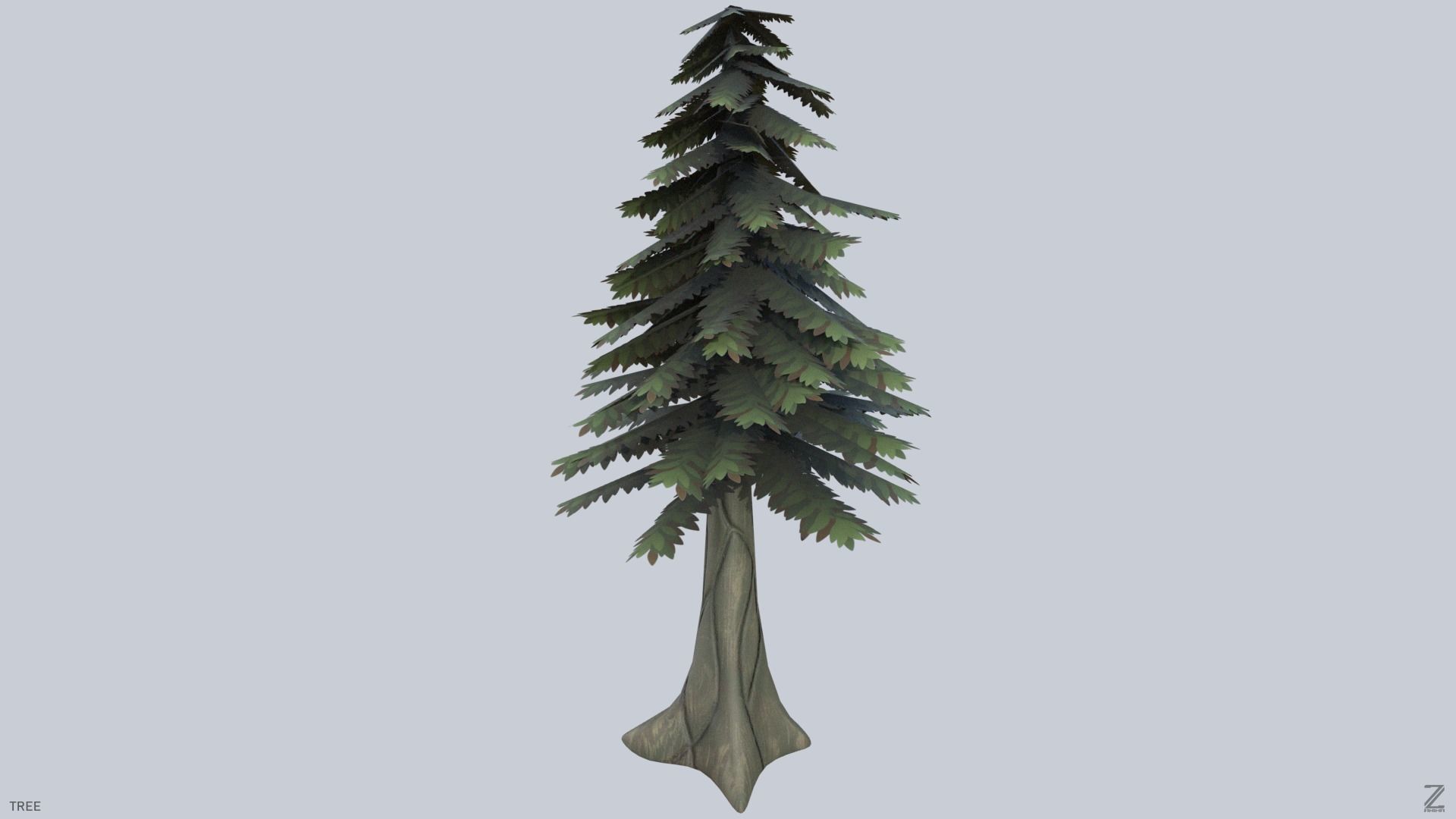 Forest tree Low-poly 3D model_4