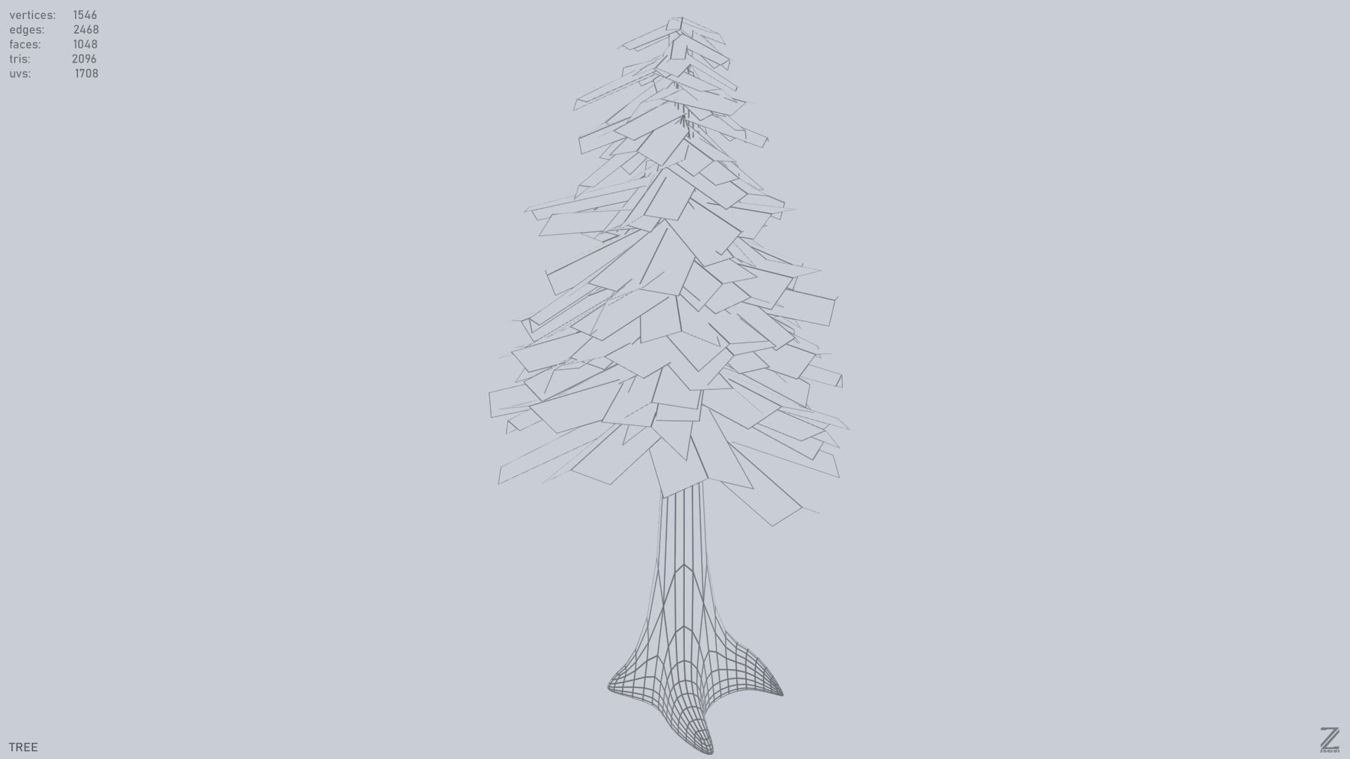 Forest tree Low-poly 3D model_14