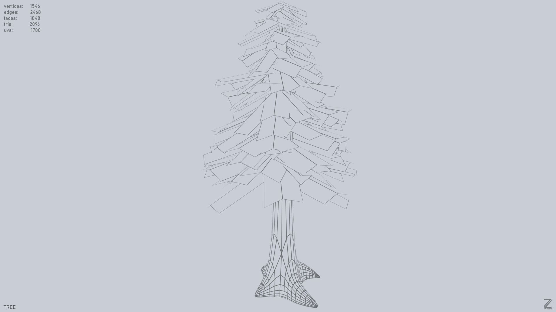 Forest tree Low-poly 3D model_13