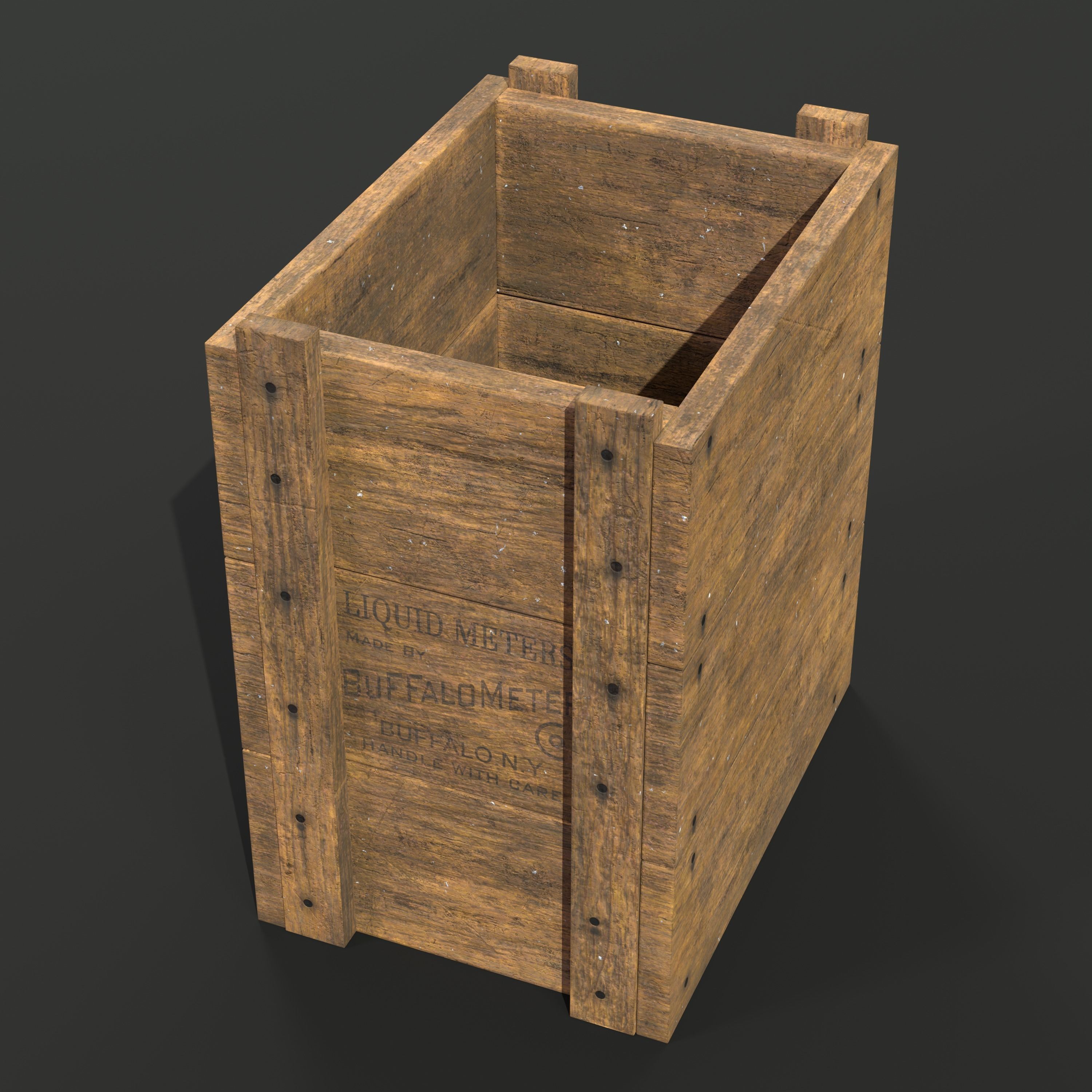 Wooden box Liquid meters Low-poly 3D model_1