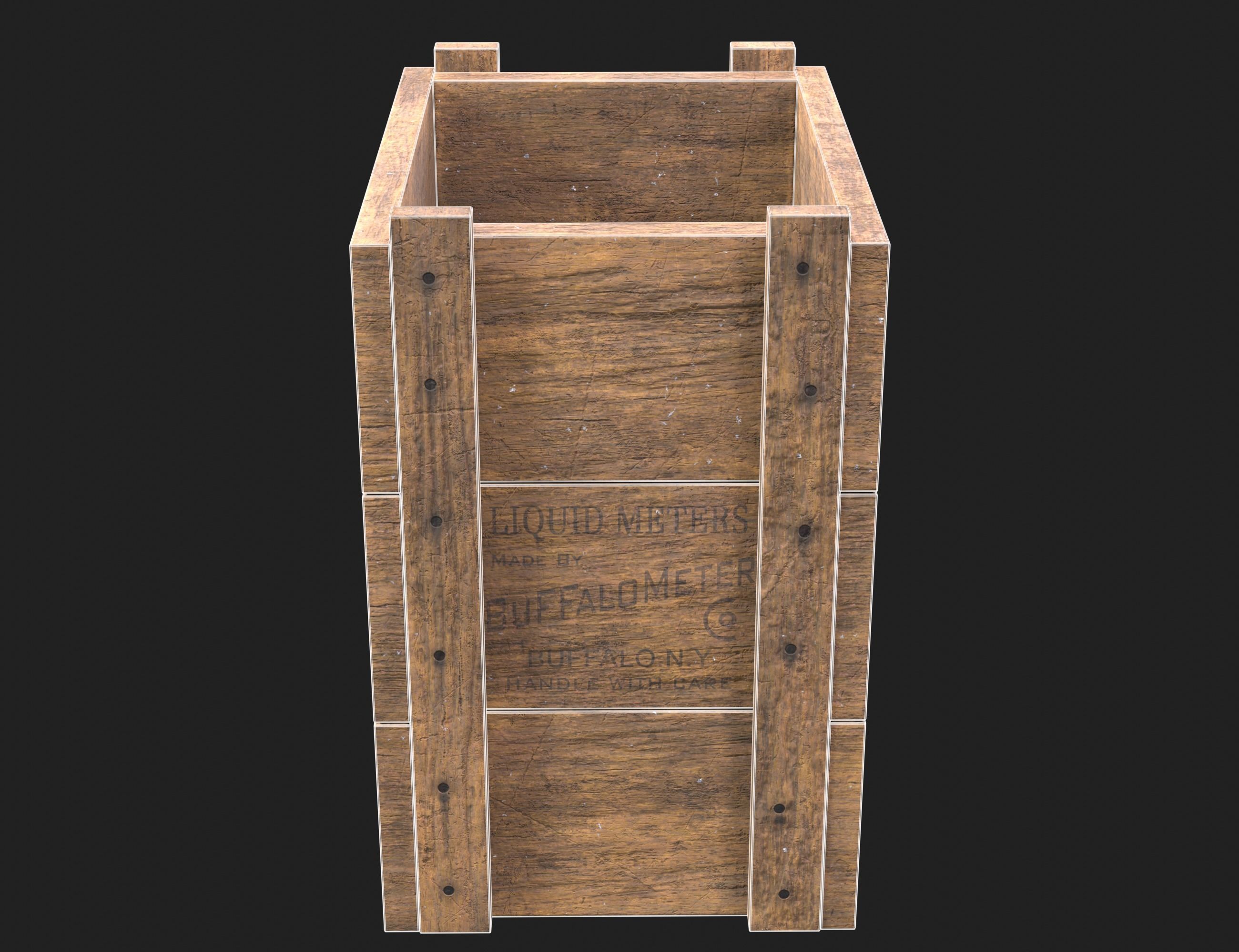 Wooden box Liquid meters Low-poly 3D model_7