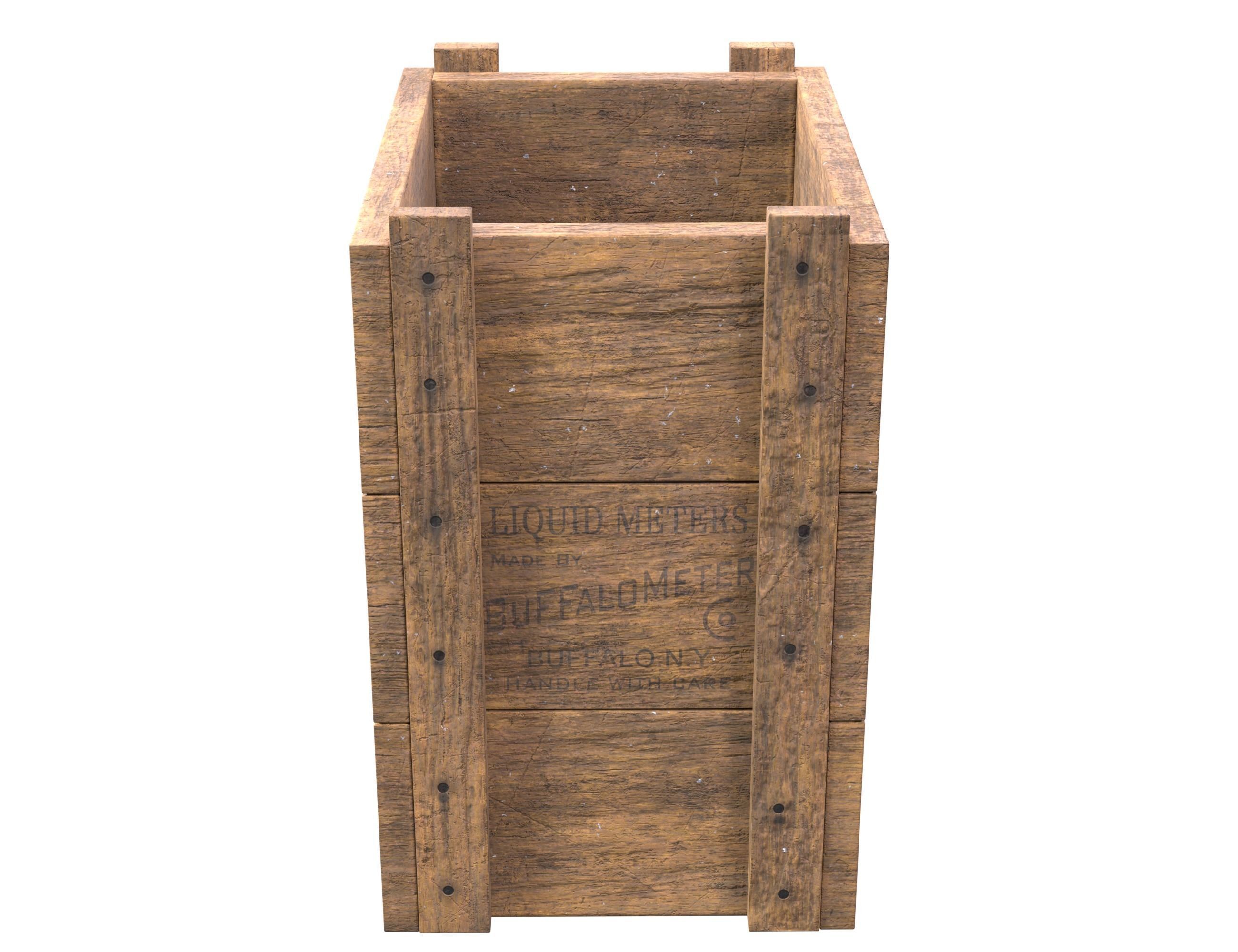 Wooden box Liquid meters Low-poly 3D model_2