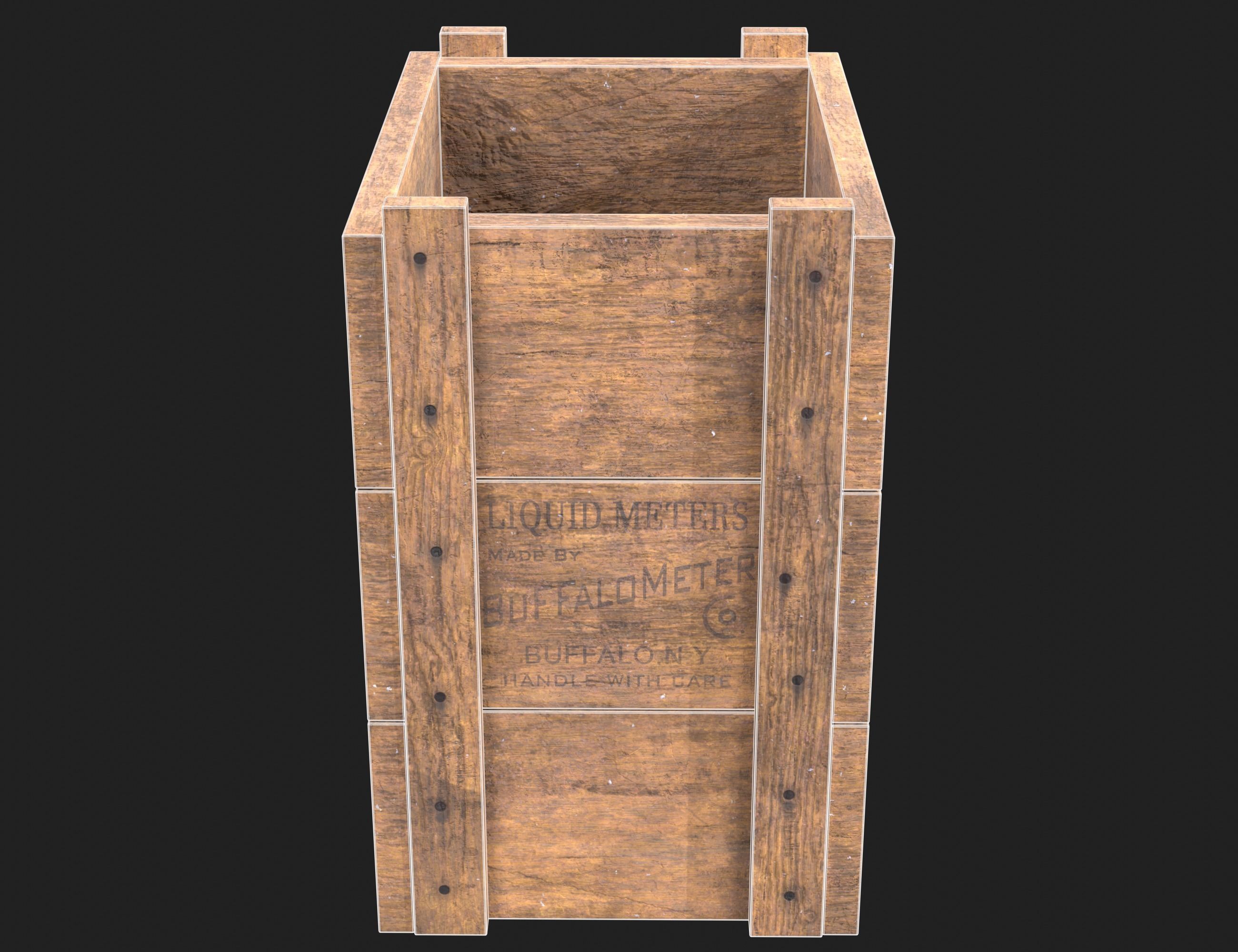 Wooden box Liquid meters Low-poly 3D model_10