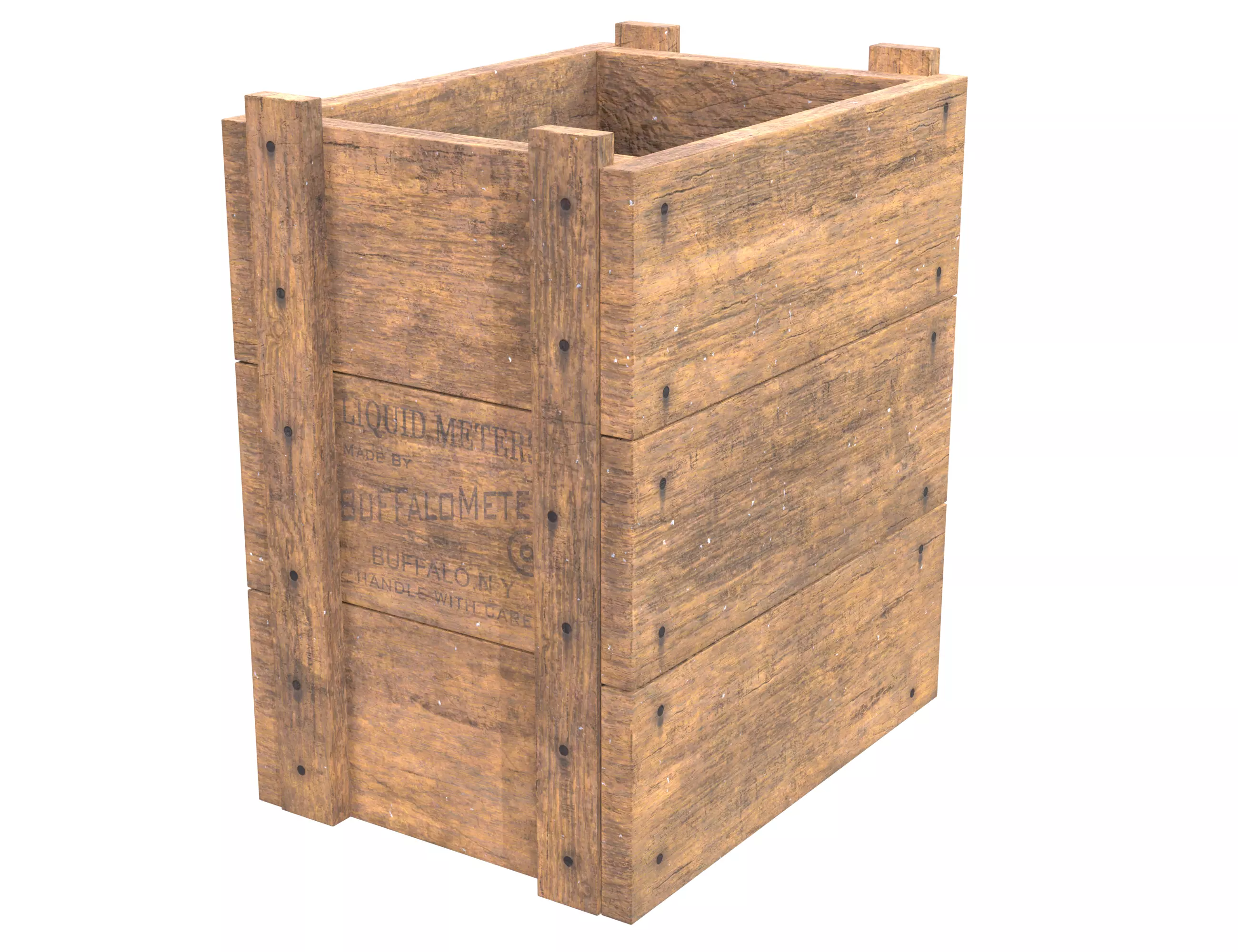 Wooden box Liquid meters Low-poly 3D model_0