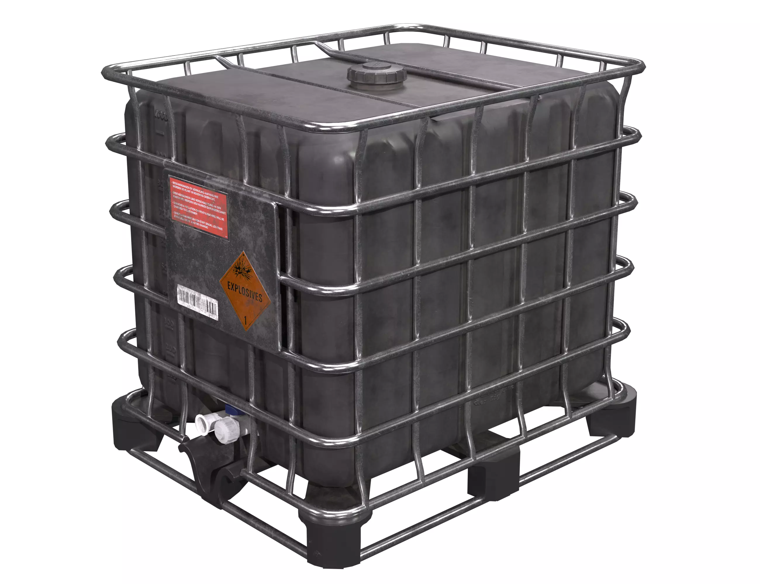 Intermediate black Bulk Container Low-poly 3D model
