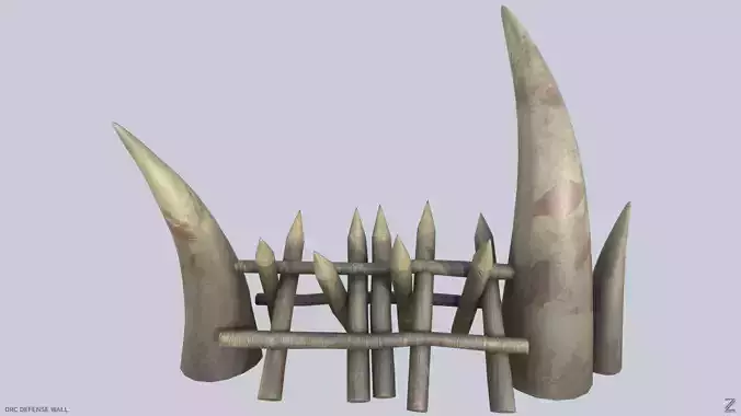 Orc defense wall Low-poly 3D model