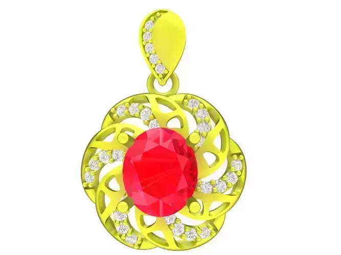 korean oval diamond women pendant 4949