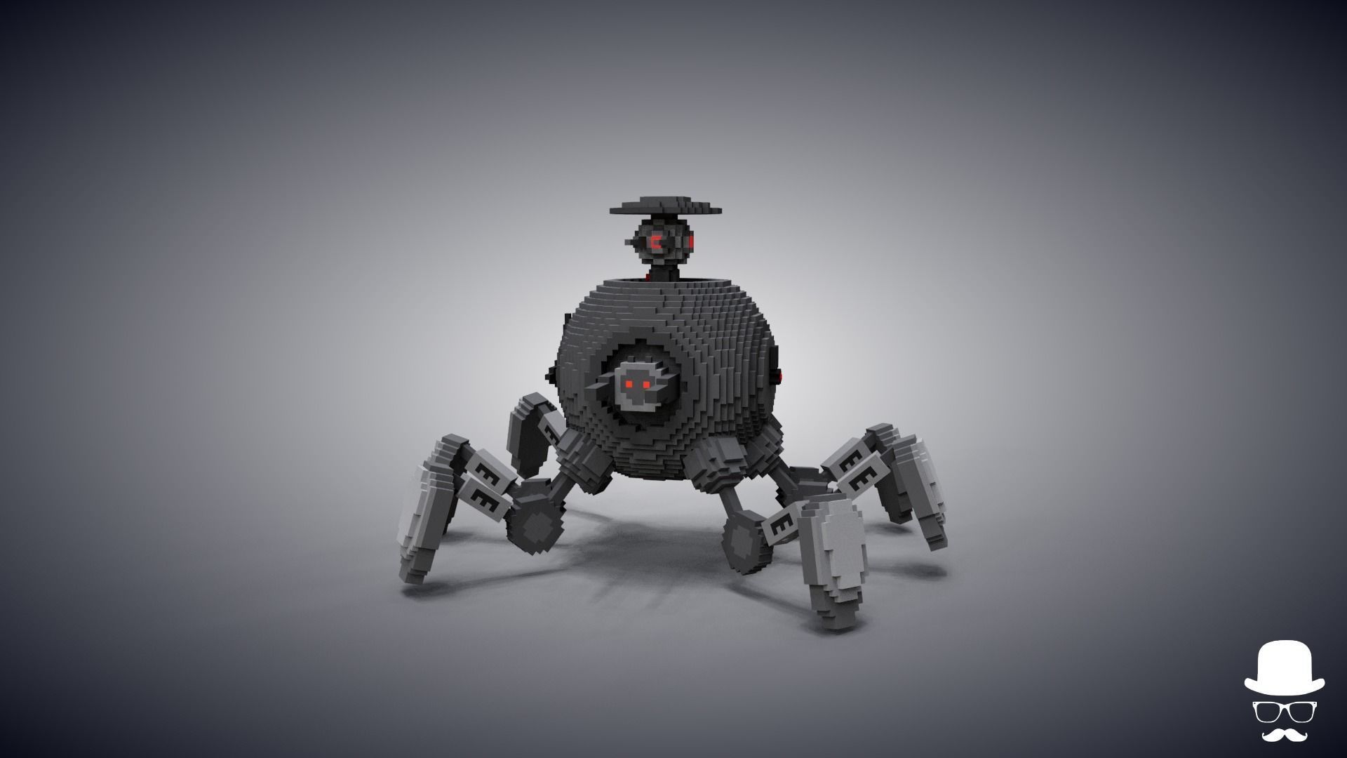 Robot Sci Fi - Voxel Mecha Low-poly 3D model_5