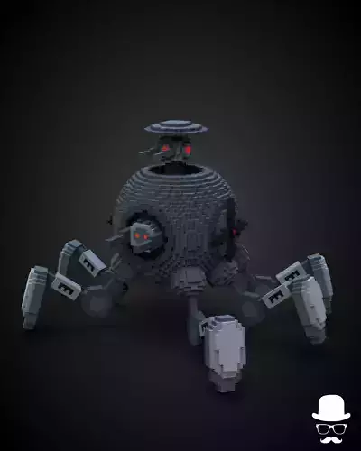 Robot Sci Fi - Voxel Mecha Low-poly 3D model