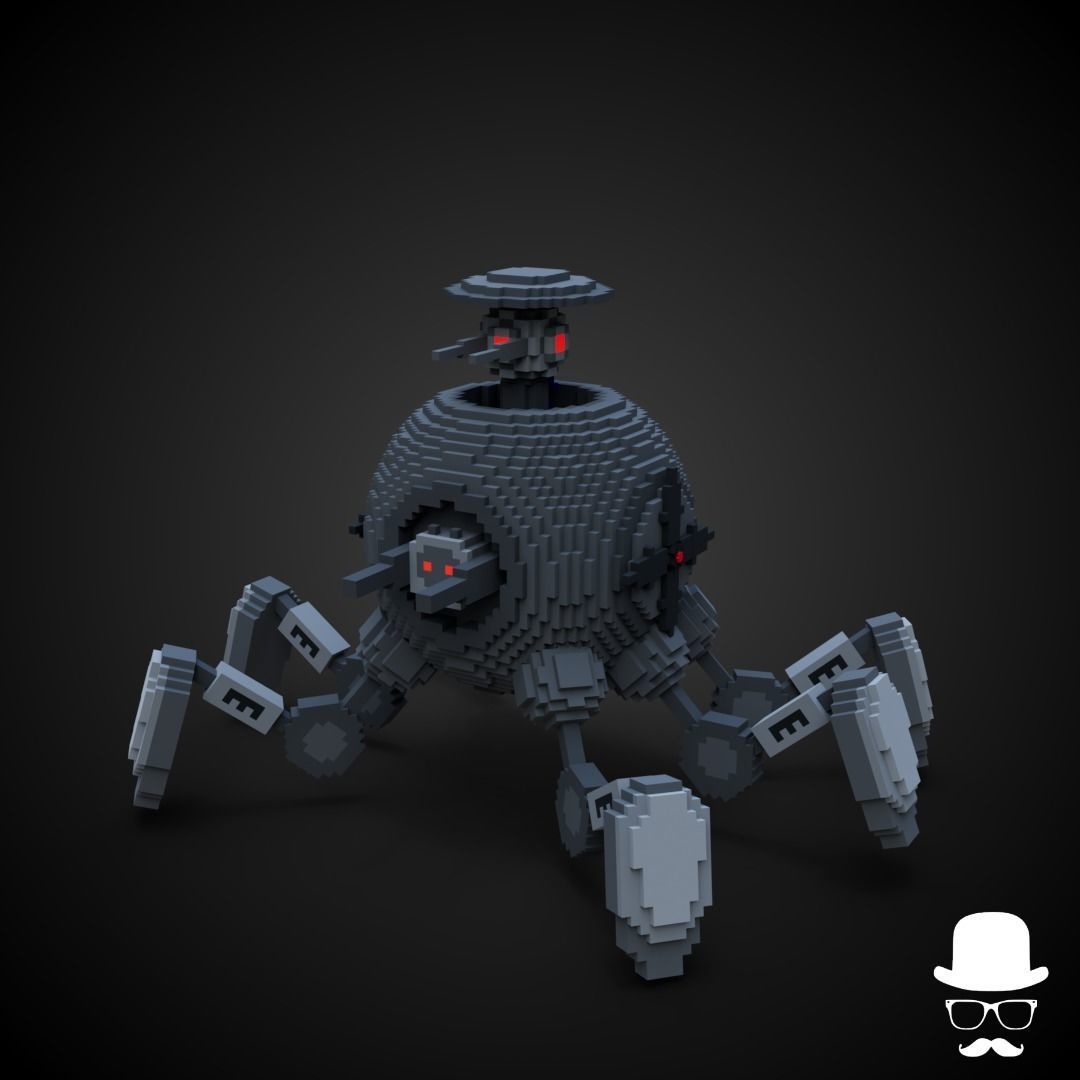 Robot Sci Fi - Voxel Mecha Low-poly 3D model_3