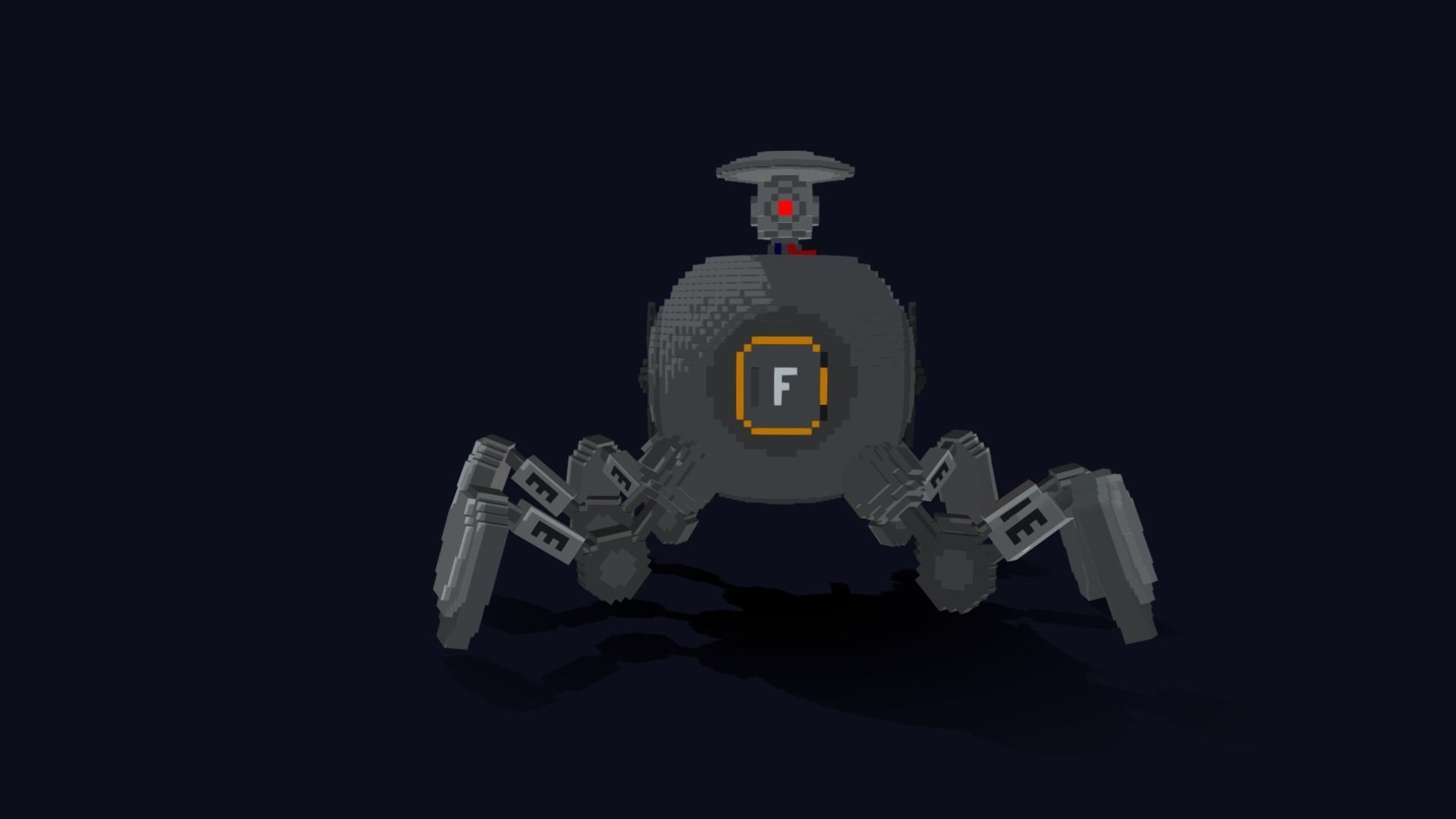 Robot Sci Fi - Voxel Mecha Low-poly 3D model_7