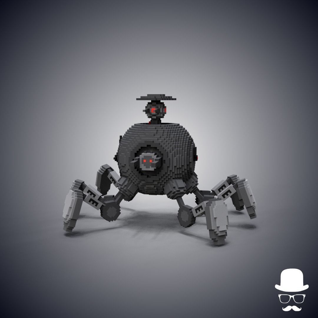 Robot Sci Fi - Voxel Mecha Low-poly 3D model_2