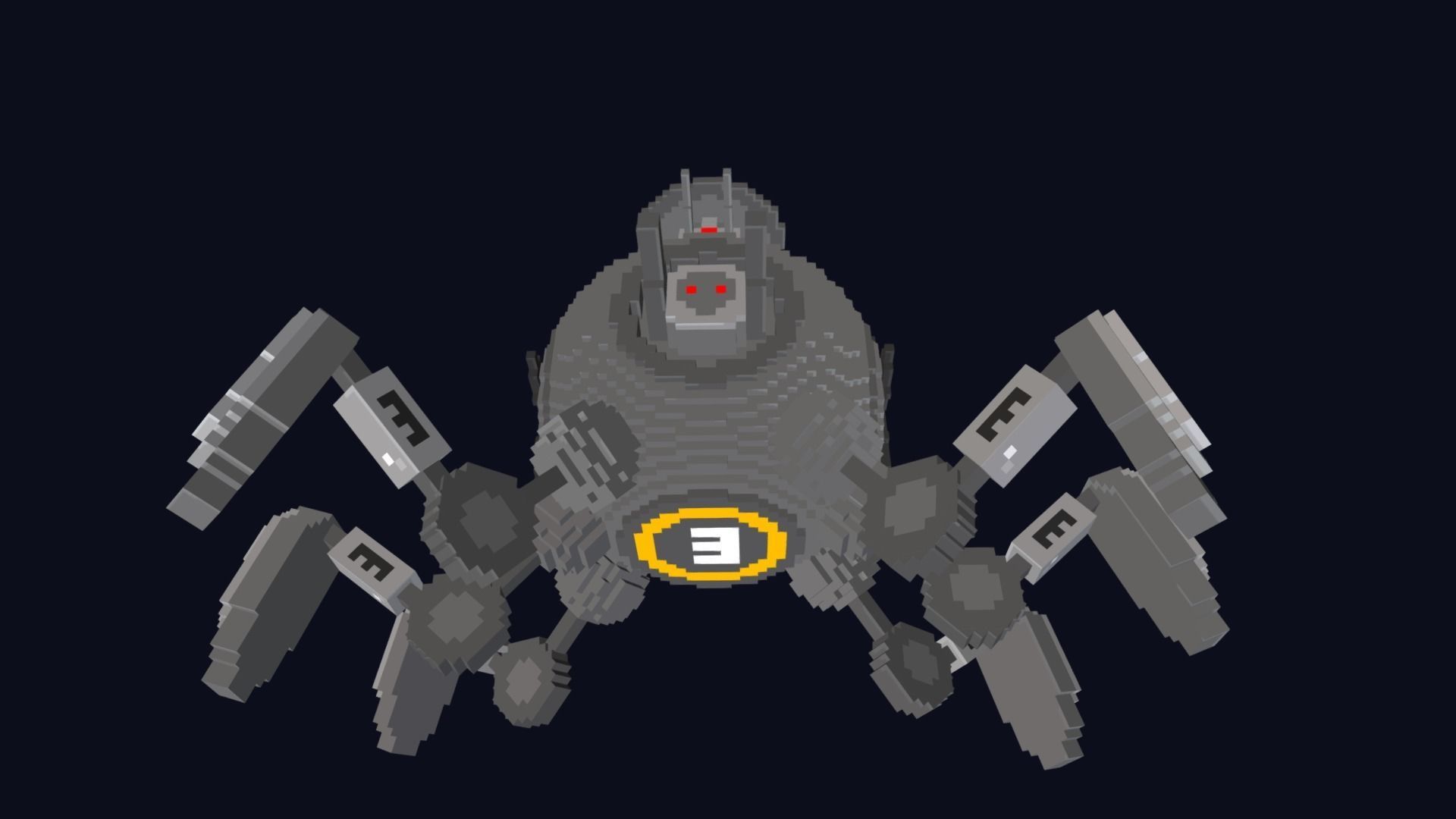 Robot Sci Fi - Voxel Mecha Low-poly 3D model_10