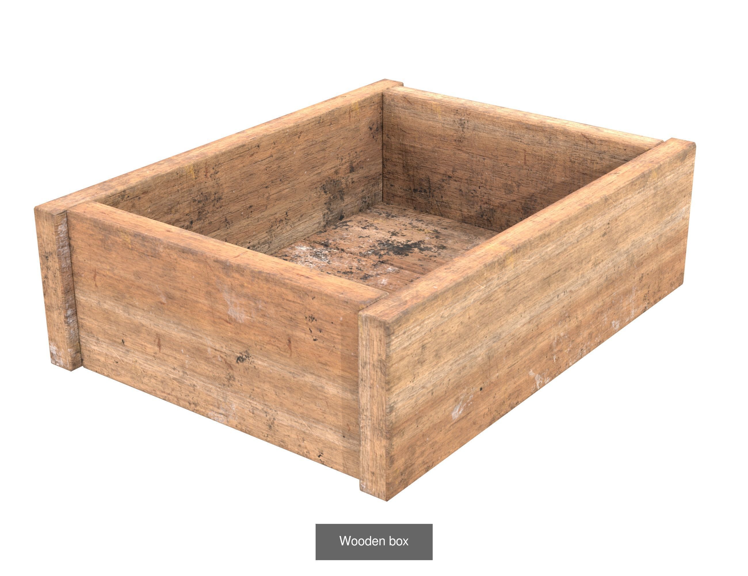 Old wooden boxes 3D Model Collection_3