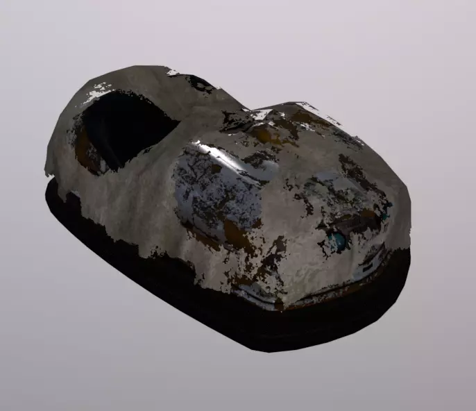 Bumper Car With Tarp Low-poly 3D model_0