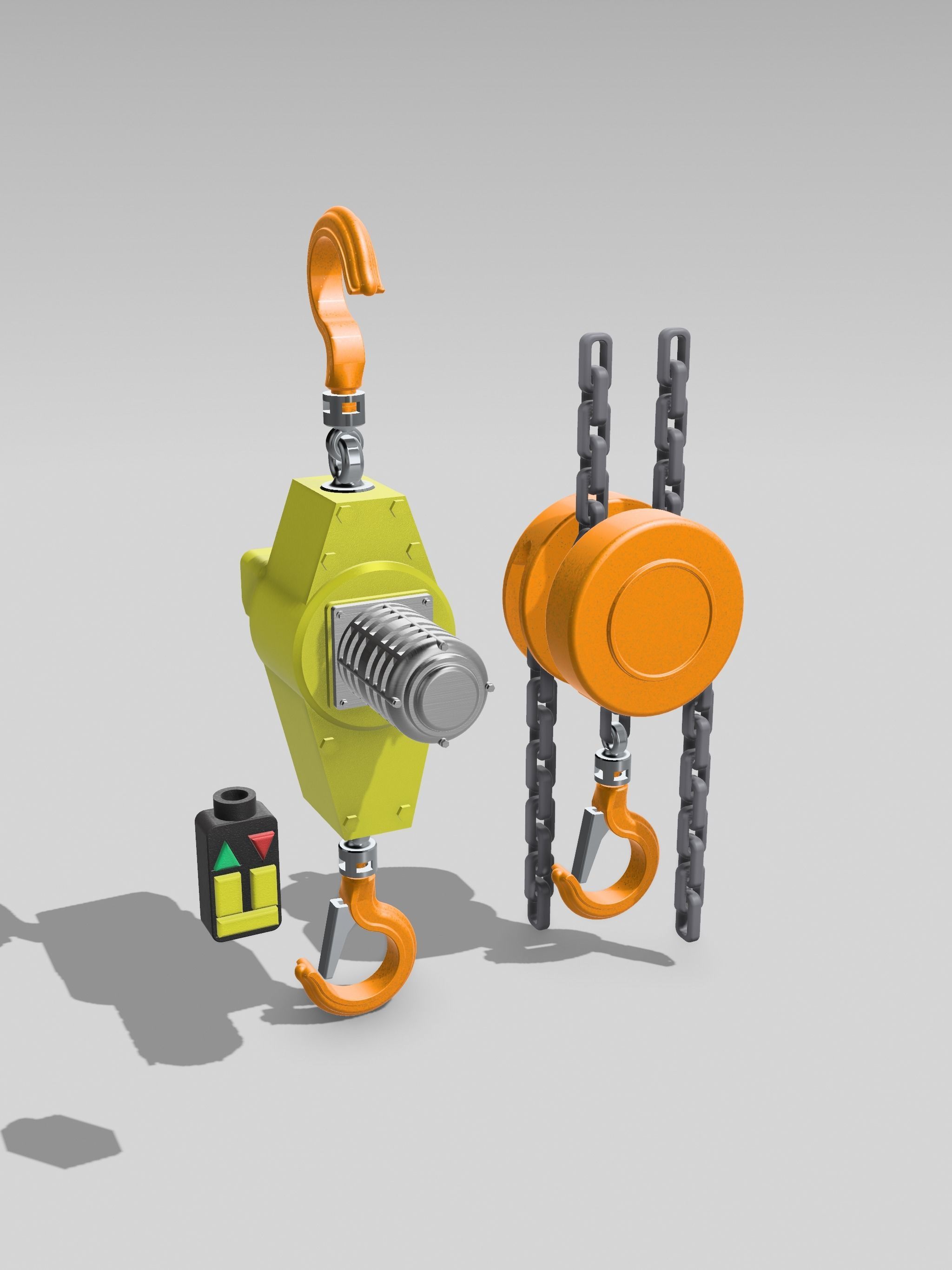Electric workshop hoist n block with accessories diorama 3D print model_1