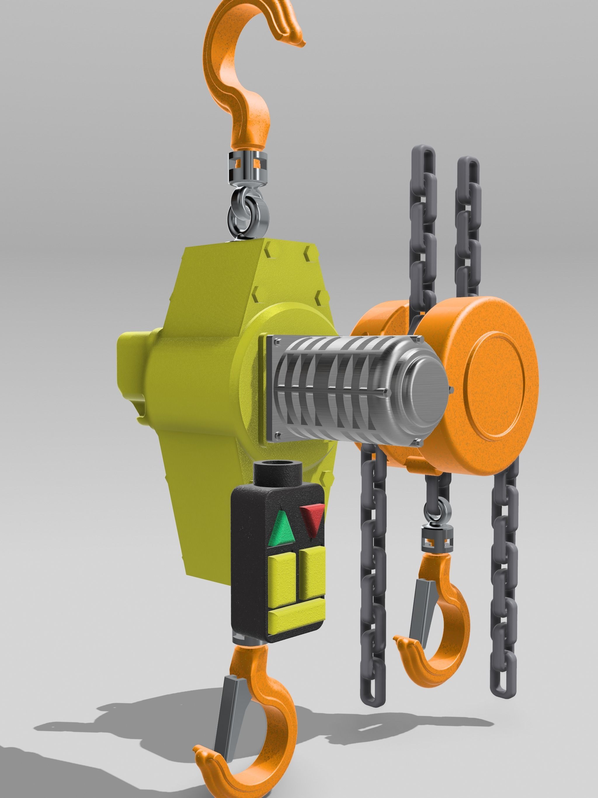 Electric workshop hoist n block with accessories diorama 3D print model_3