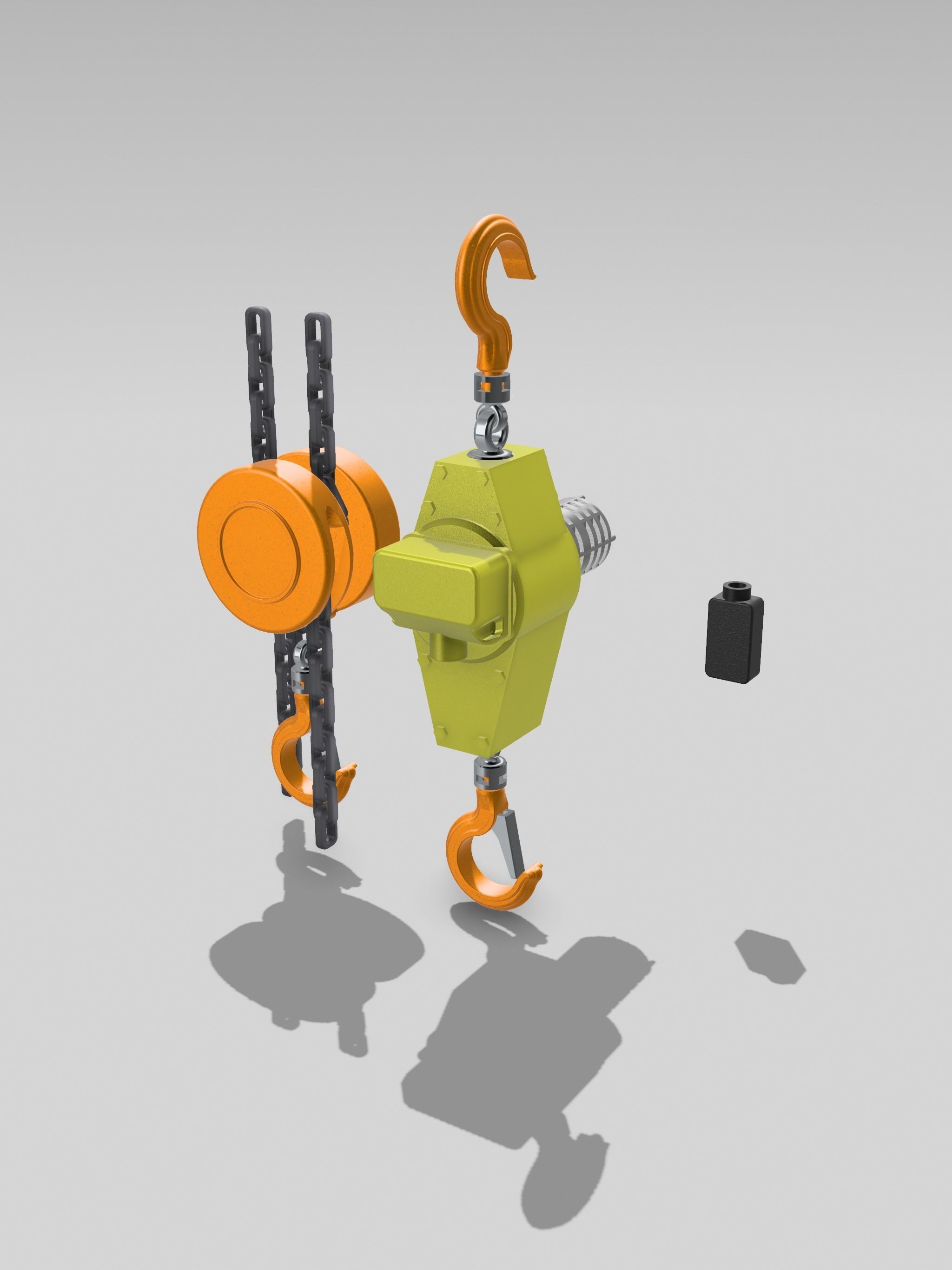 Electric workshop hoist n block with accessories diorama 3D print model_6