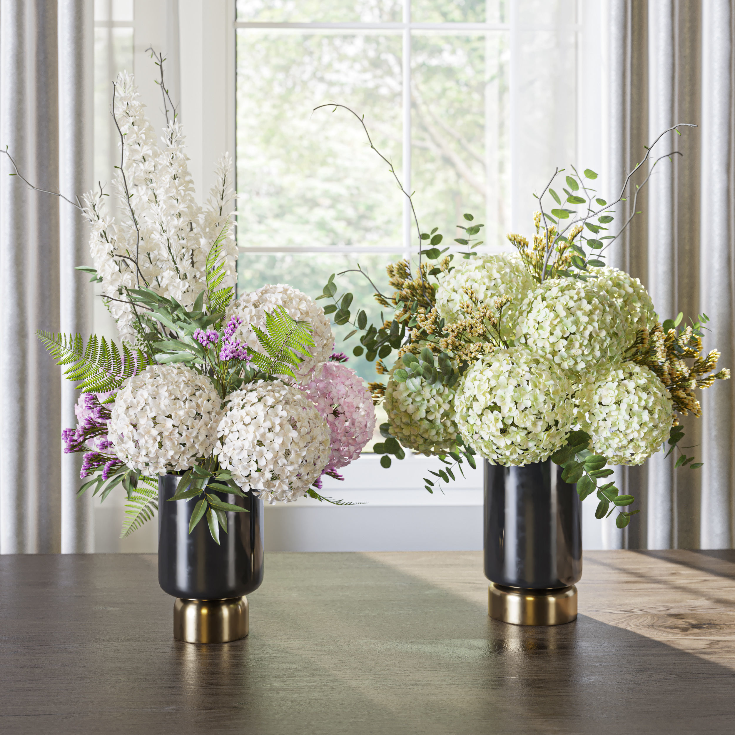 Flower Set 059 Hydrangea Delphinium eucalyptus 3D model_2