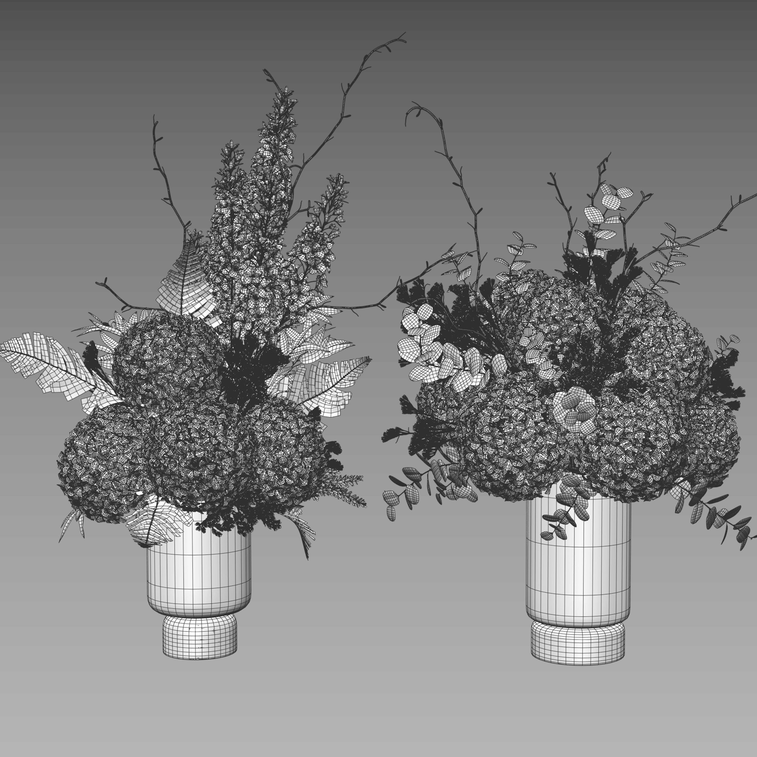 Flower Set 059 Hydrangea Delphinium eucalyptus 3D model_6