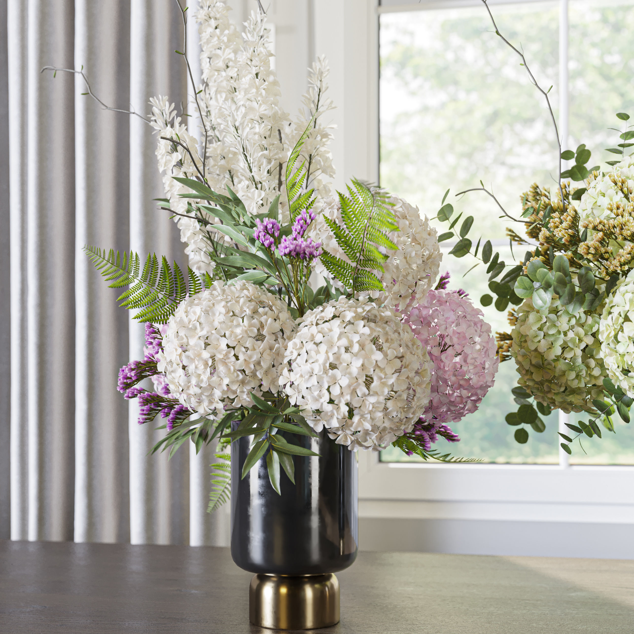 Flower Set 059 Hydrangea Delphinium eucalyptus 3D model_3