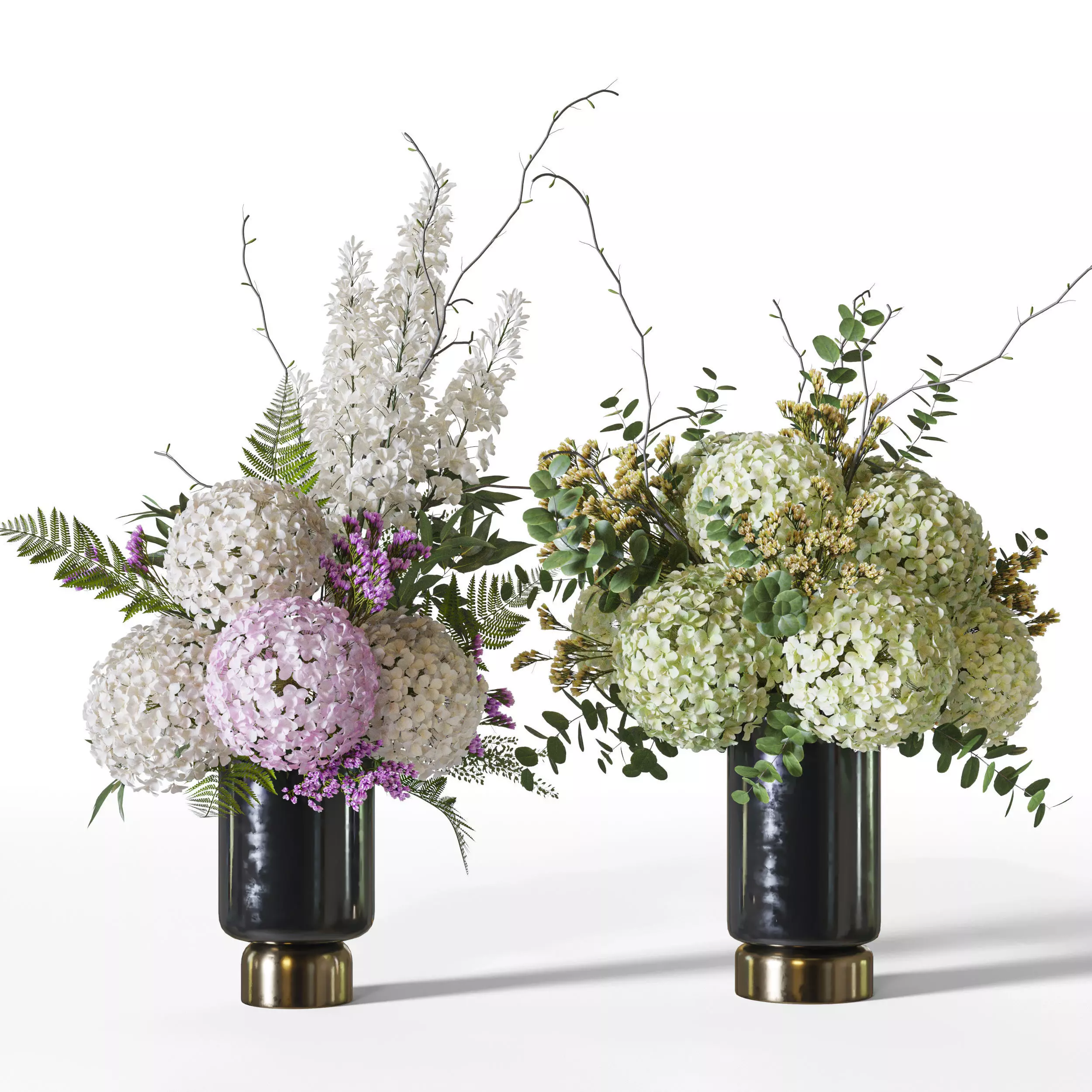 Flower Set 059 Hydrangea Delphinium eucalyptus 3D model_0