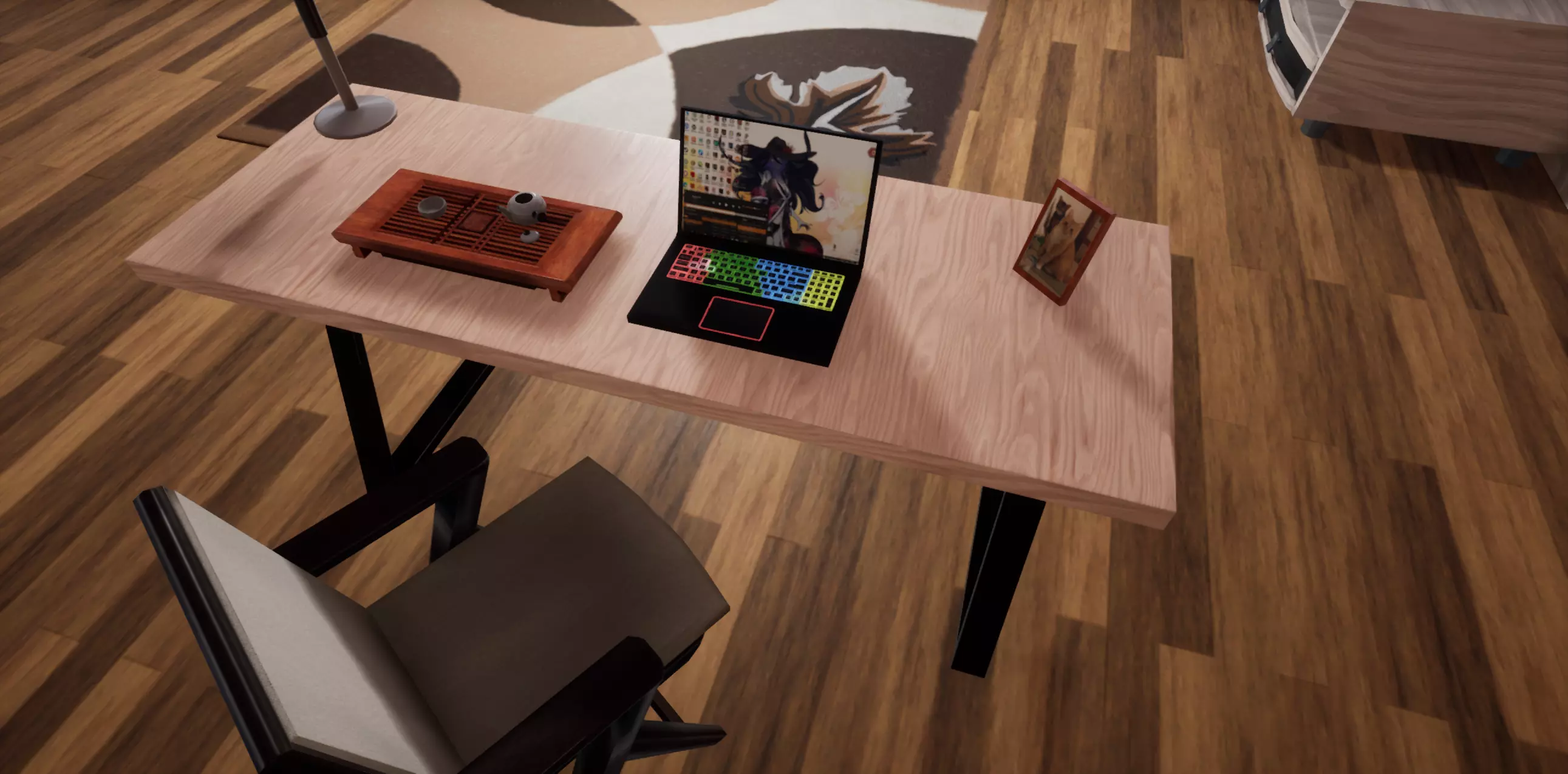 Modern table Low-poly 3D model_0