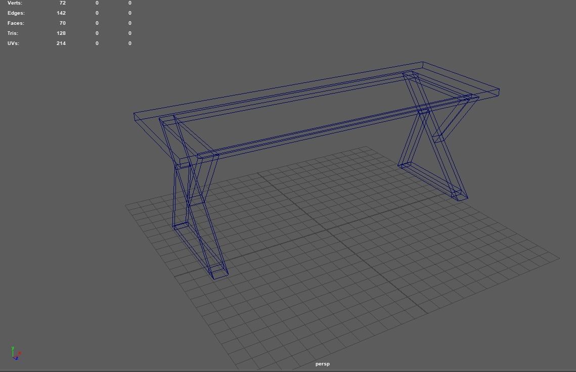 Modern table Low-poly 3D model_6