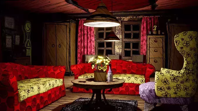 DrawnInterior Low-poly 3D model