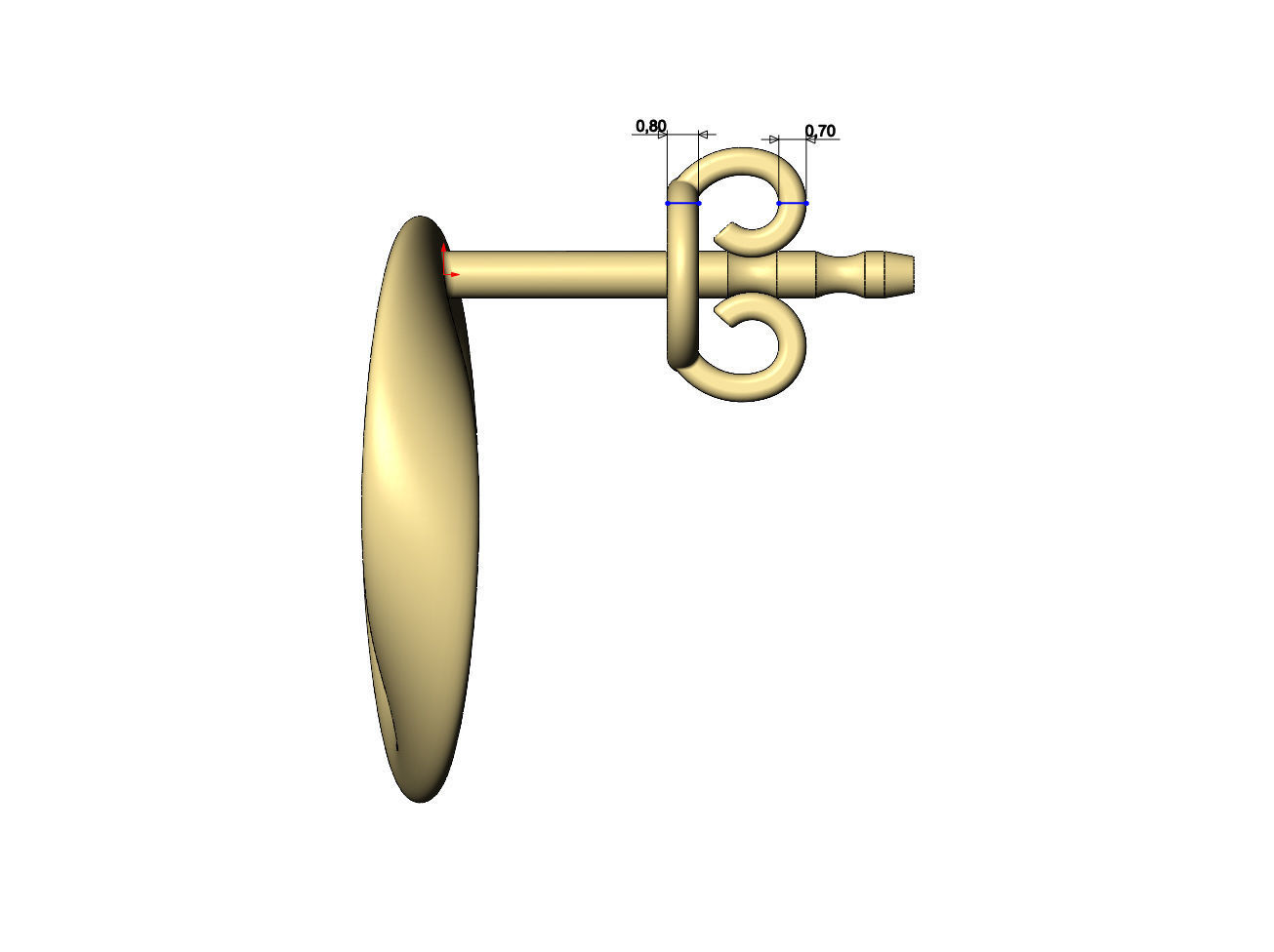 Simple twisted hoop stud earring 3D print model_8
