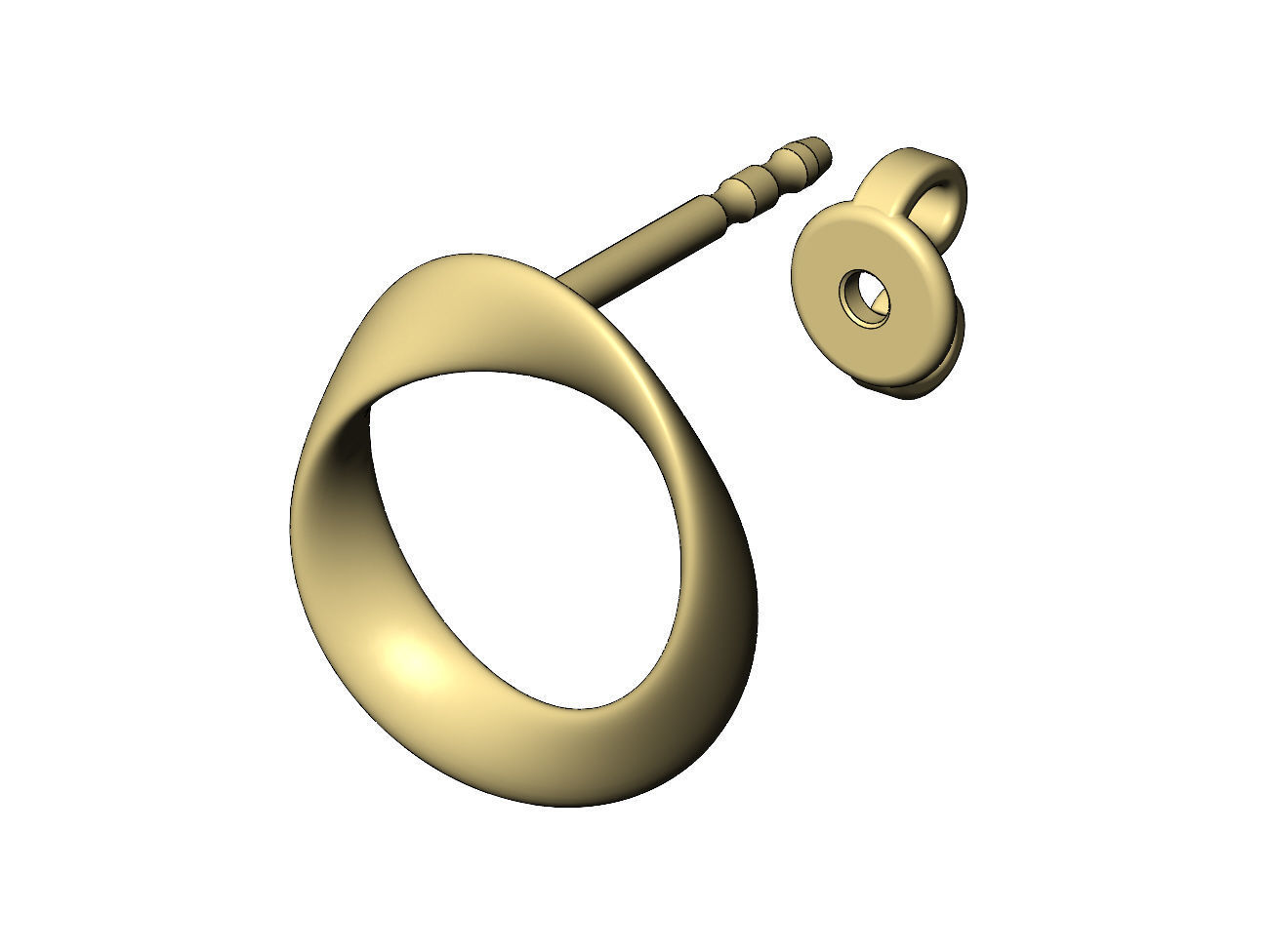 Simple twisted hoop stud earring 3D print model_5