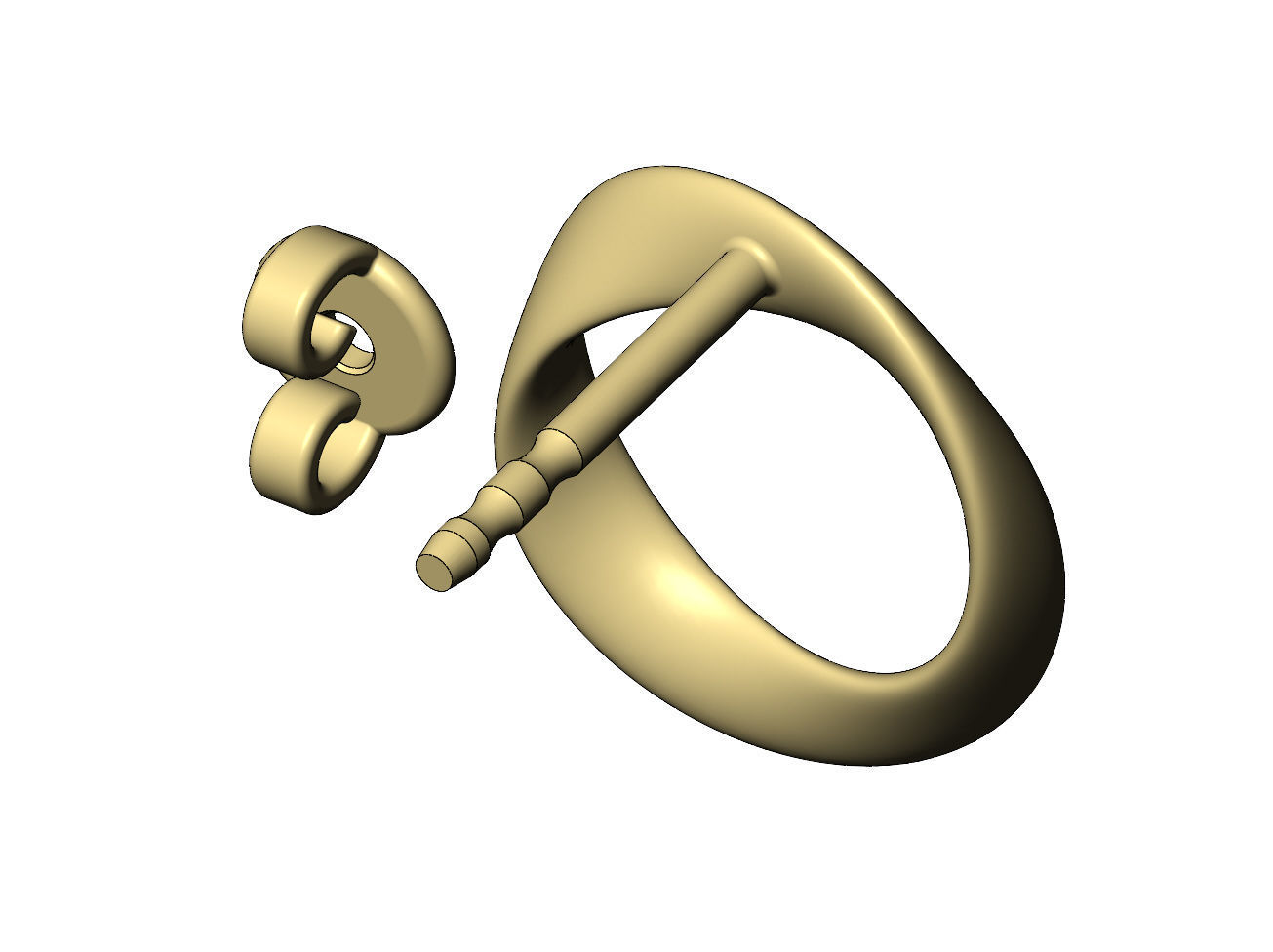 Simple twisted hoop stud earring 3D print model_9