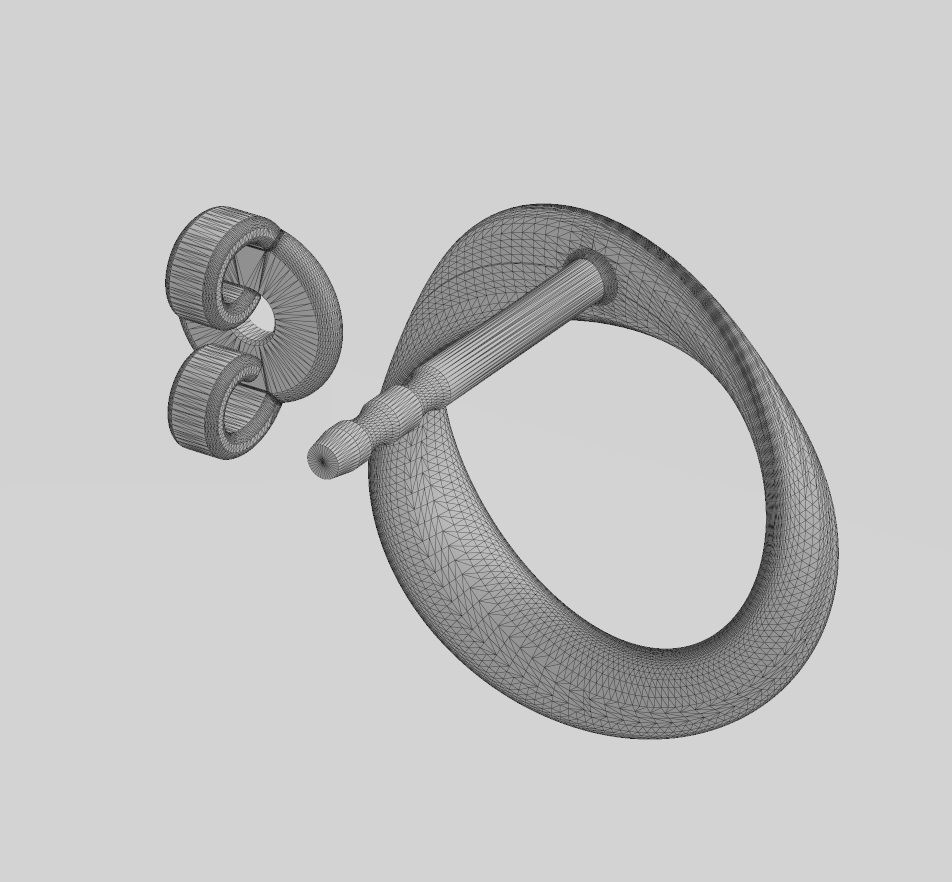 Simple twisted hoop stud earring 3D print model_14