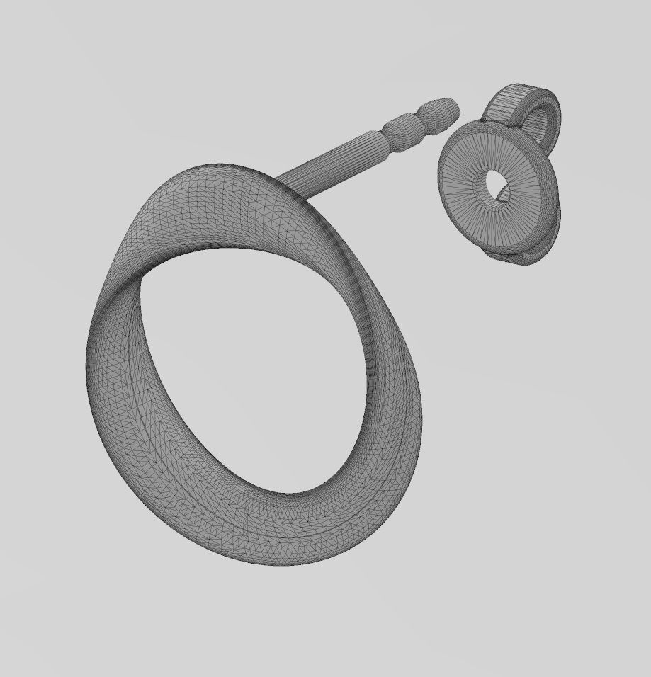 Simple twisted hoop stud earring 3D print model_15