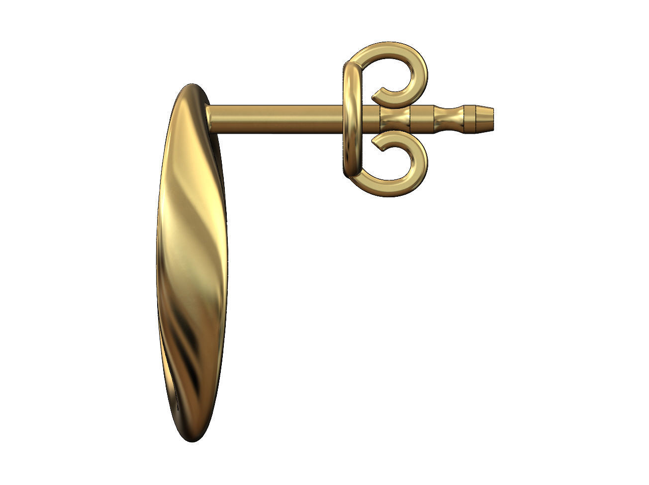 Simple twisted hoop stud earring 3D print model_2