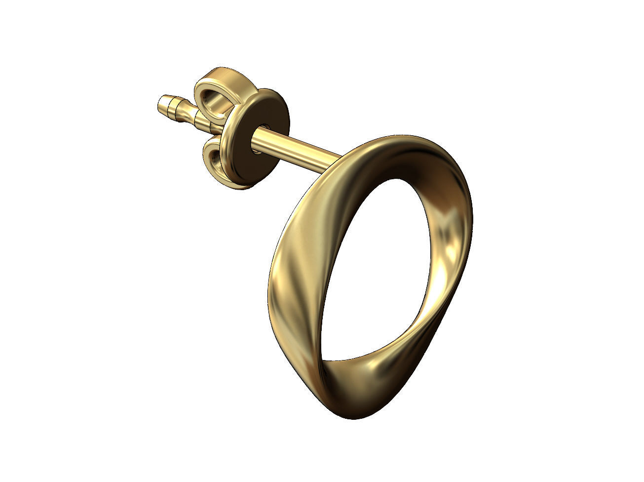 Simple twisted hoop stud earring 3D print model_3