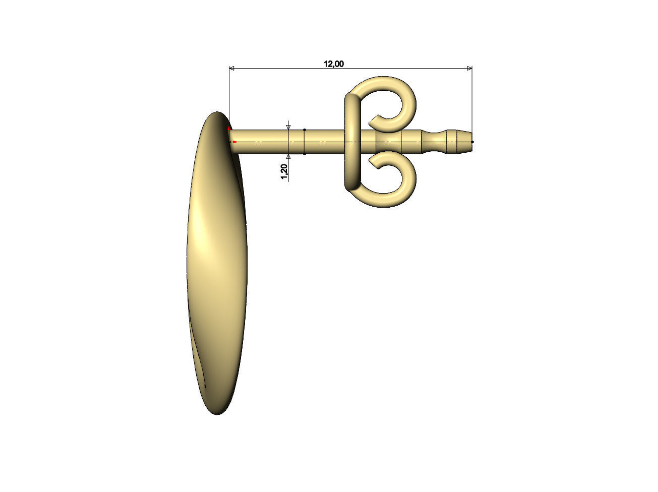 Simple twisted hoop stud earring 3D print model_7