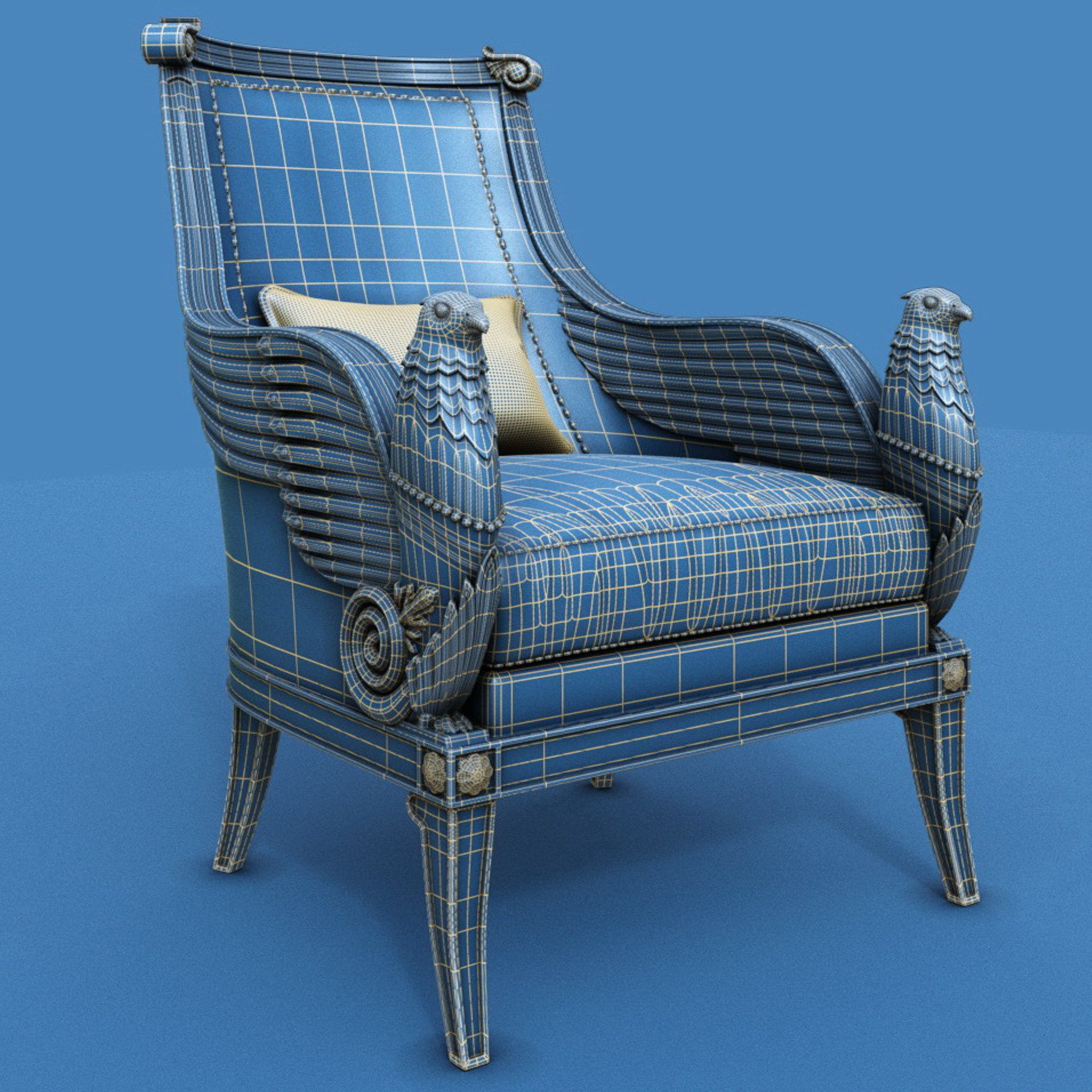 4 classic armchairs set 3D model CGTrader