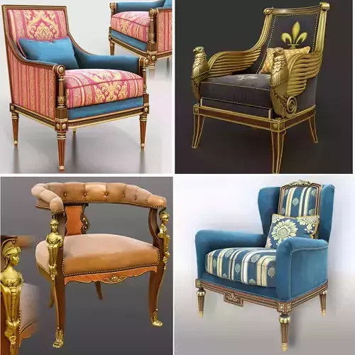 4 classic armchairs set