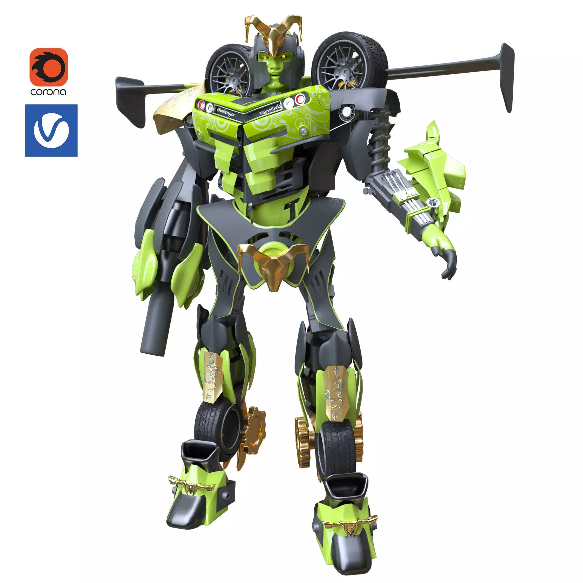 dodge challenger ROBOT 3D model_0