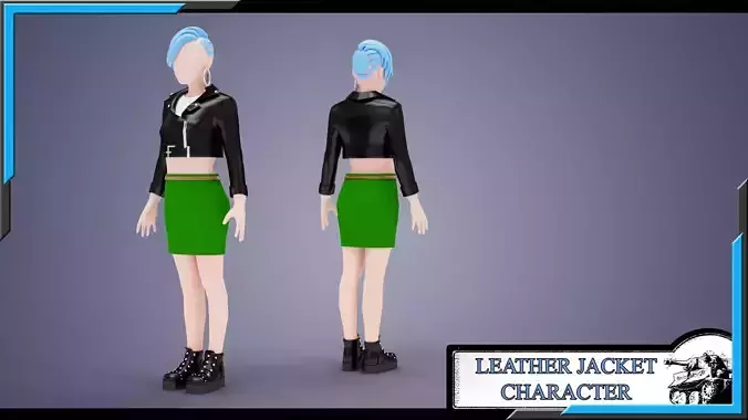 LEATHER JACKET WOMAN BASE MESH MODEL Low-poly 3D model