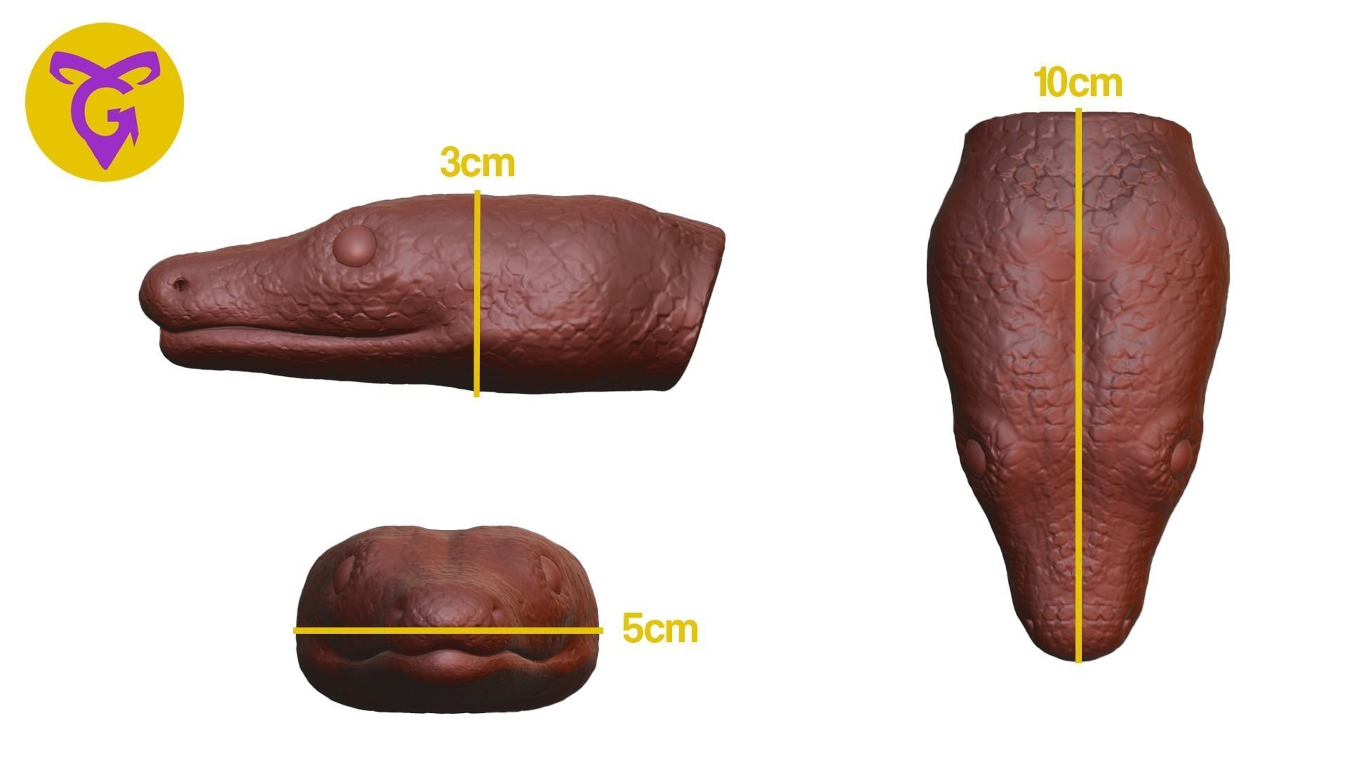 Snake Heads 3D print model red-tailed boa 3D print model_1