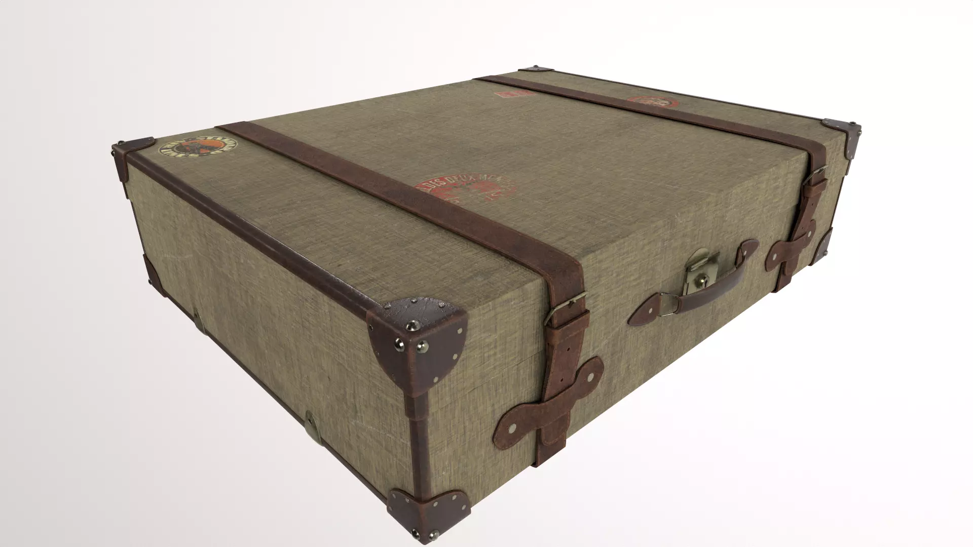 1930s Suitcase Low-poly 3D model_0
