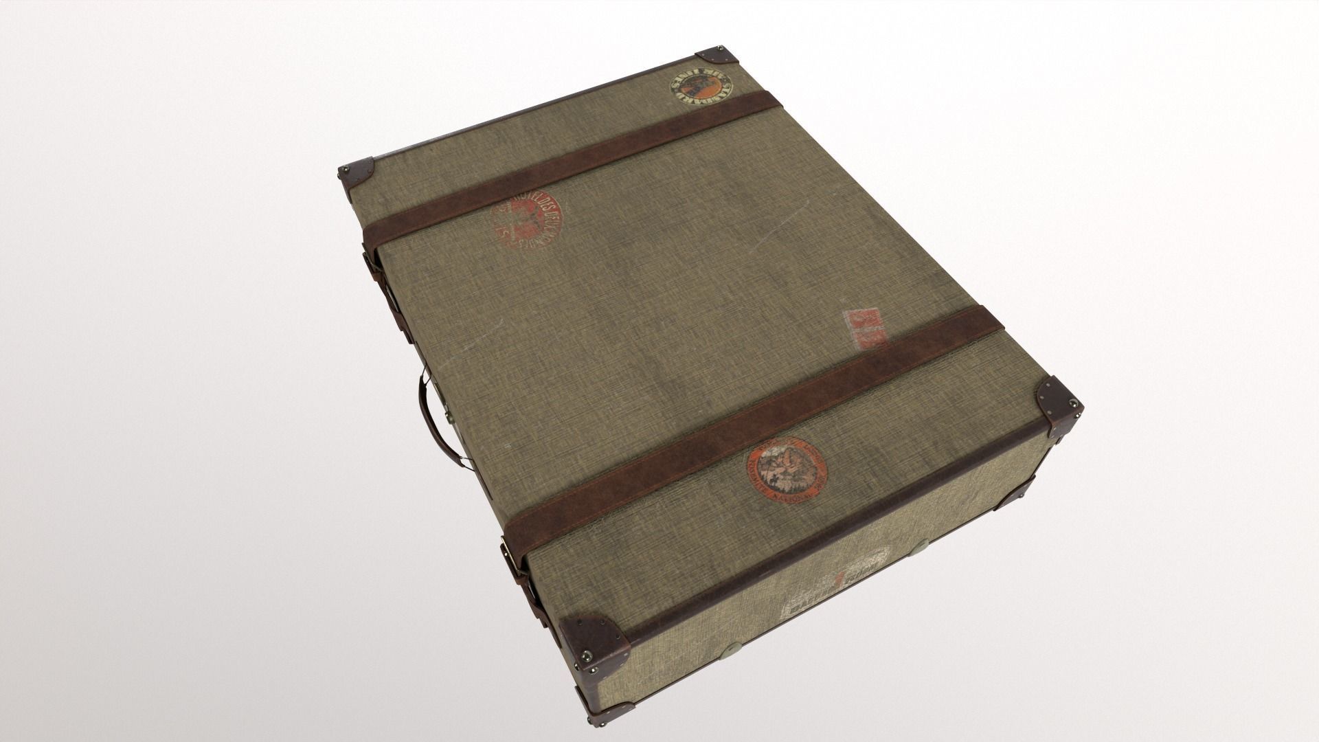 1930s Suitcase Low-poly 3D model_9