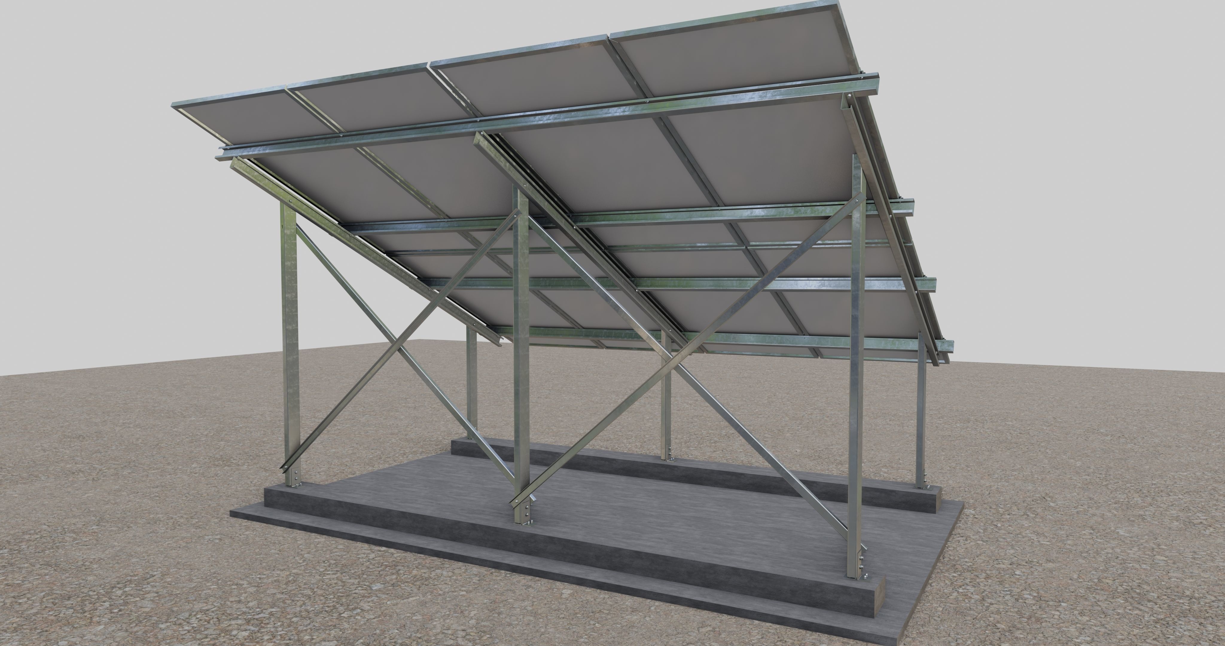 Solar Panel Steel Construction Type 4 3D model_2