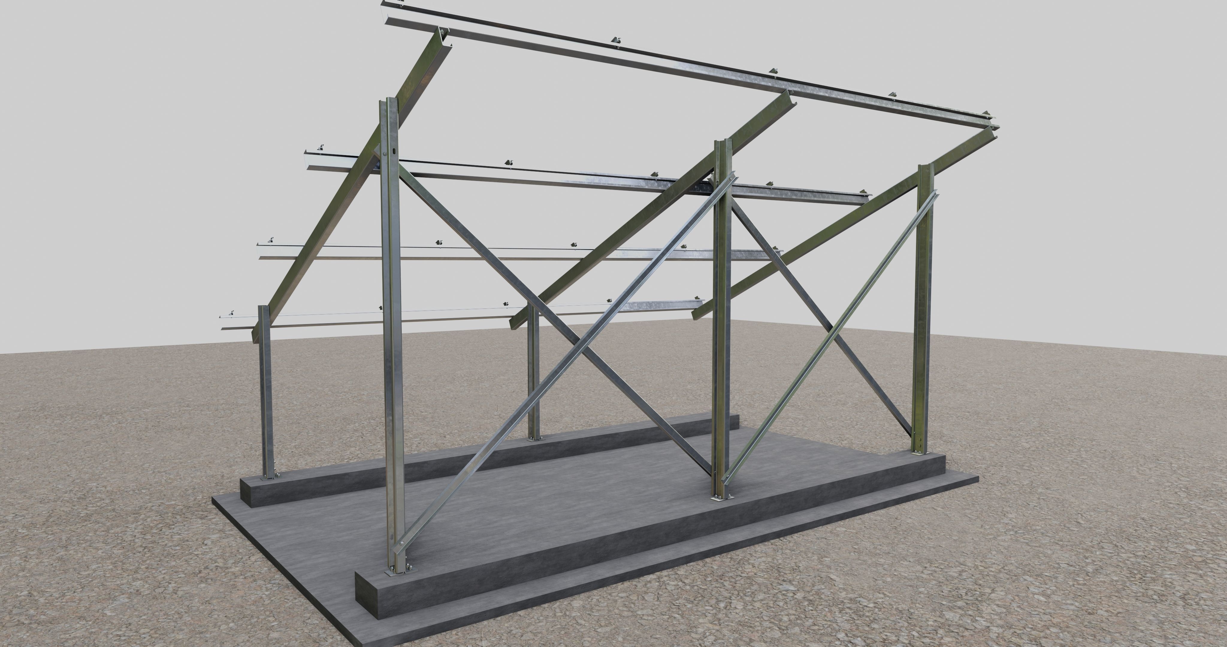 Solar Panel Steel Construction Type 4 3D model_9