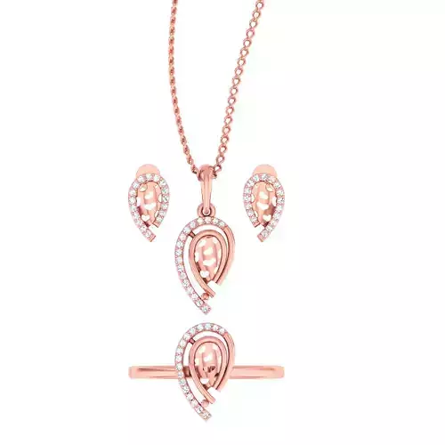 Ring earrings pendant pear shape set