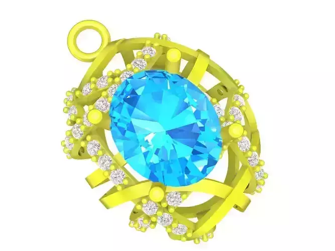art oval diamond women pendant 4954 3D print model