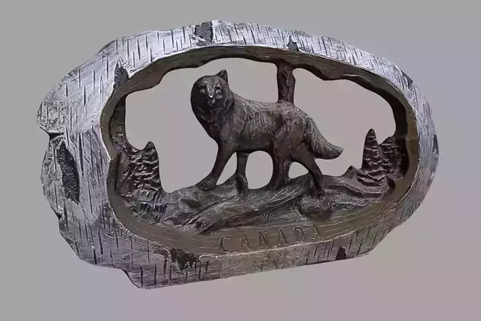 Wolf statue Low-poly 3D model